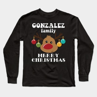 Family Christmas - Merry Christmas GONZALEZ family, Family Christmas Reindeer T-shirt, Pjama T-shirt Long Sleeve T-Shirt